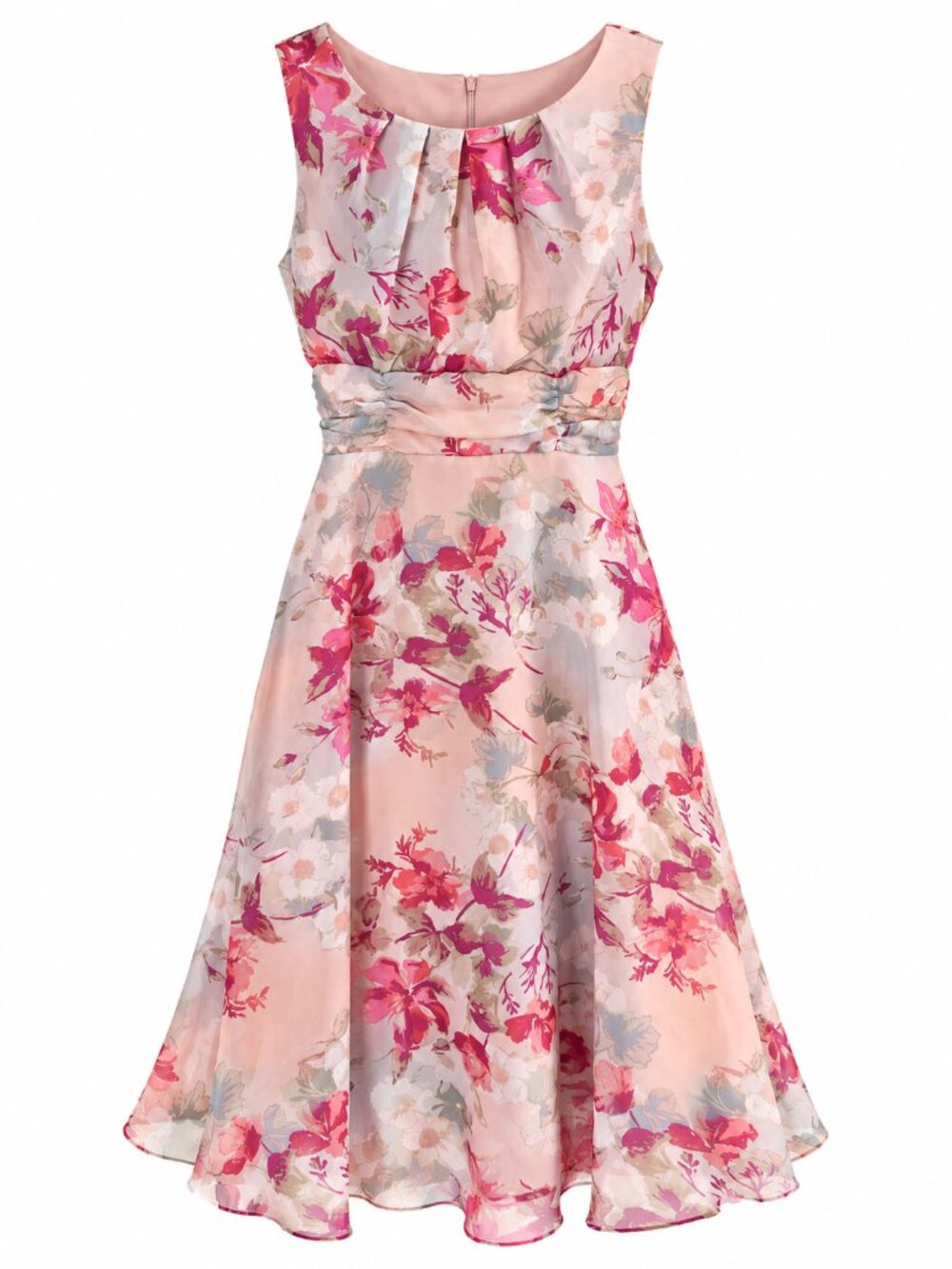 Madison Leigh Floral Maxi Dress Women’s Size 6 Pink Sheer Chiffon Empire Waist